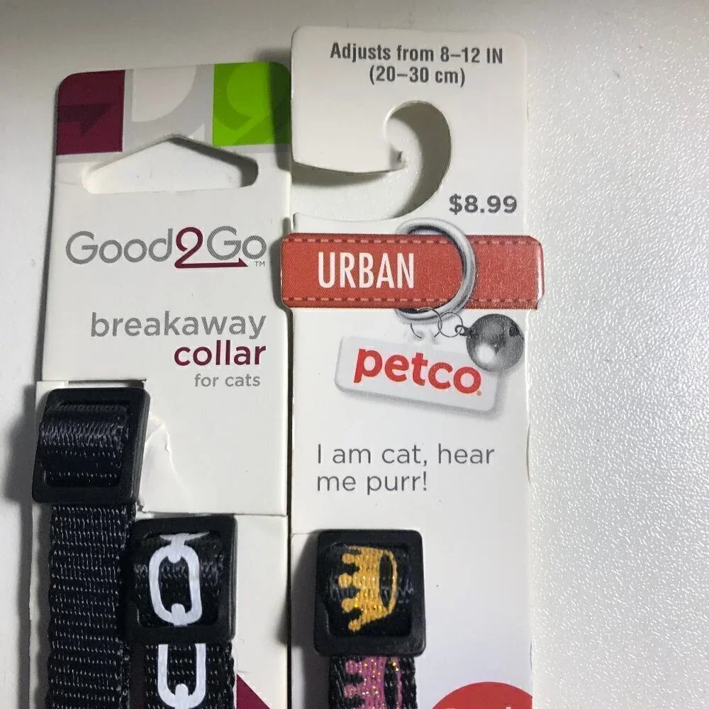 ❣️3 pack of Cat Breakaway Collars Black Rainbow Crown Adjusts to 8